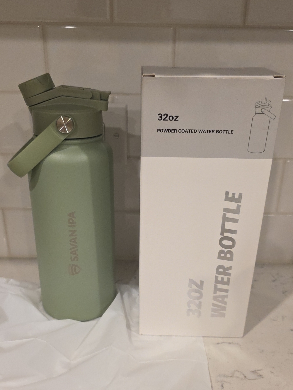 Olive Green Savan IPA 32oz Powder Coated Water Bottle